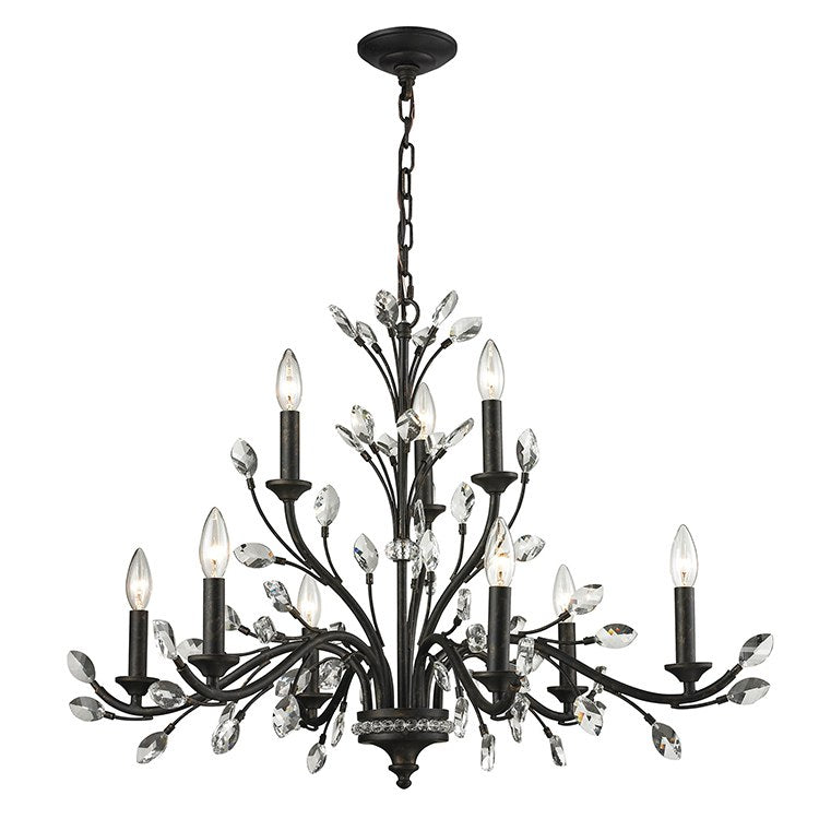 Crystal Branches Nine-Light Two-Tier Chandelier - Frankwebs