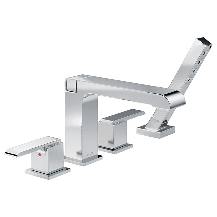 Roman Tub Trim Ara with Handshower 2 Lever Matte Black ADA Inch Spread Flat Rigid - Frankwebs