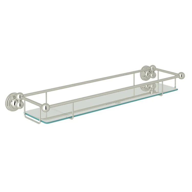 Wall Shelf Edwardian Polished Nickel 20 Inch Brass/Tempered Glass - Frankwebs