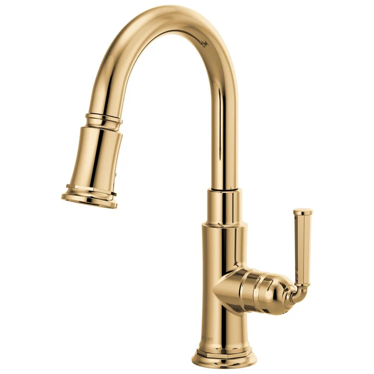 Prep Faucet Rook 1 Lever ADA Brilliance Polished Gold Pull Down 2 Function Aerated Stream or Spray 360 Degree Swivel - Frankwebs
