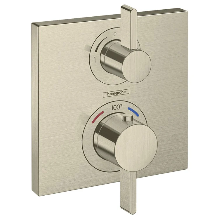 Thermostatic Trim Ecostat Square with Volume Control 2 Lever Brushed Bronze ADA for Rough-In Valve with Service Stops 01850181 6.0 Gallons per Minute Escutcheon Handle Metal - Frankwebs