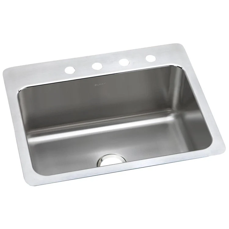 Kitchen Sink Lustertone Classic 27 x 22 Inch Single Bowl 4 Hole Lustrous Highlighted Satin Top Mount Undermount - Frankwebs