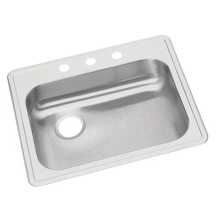 Kitchen Sink Dayton 25 x 22 Inch Single Bowl ADA Satin Drop-In Rectangle Drain Location Rear Left Depth 5-3/8 Inch Bottom Only Pads - Frankwebs