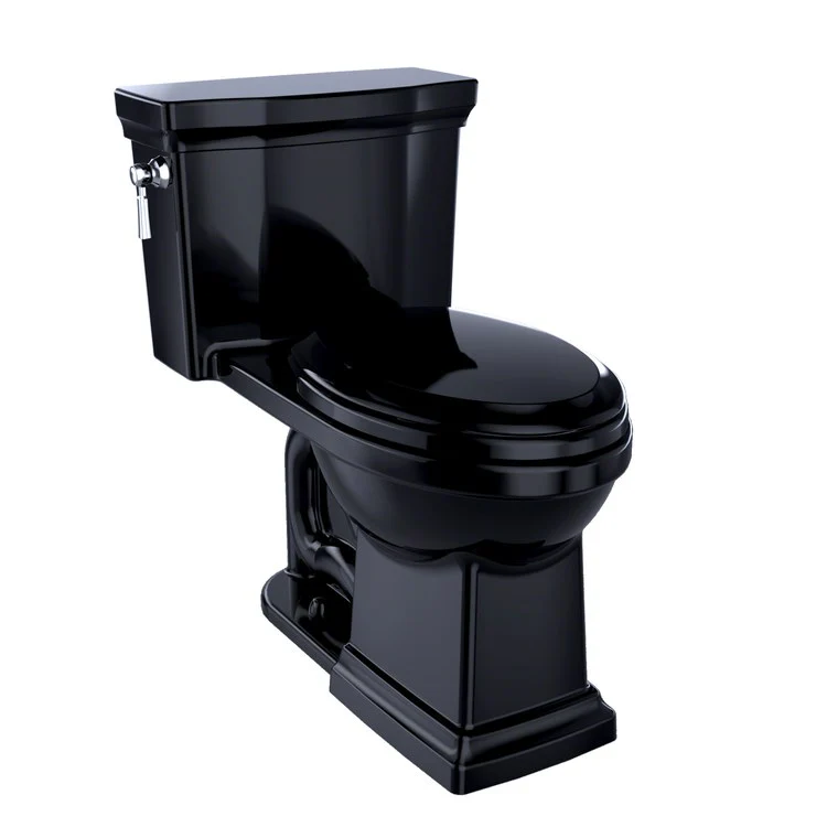Toilet Promenade II 1 Pieces Universal Height Ebony Elongated ADA 29-1/4 Inch 1.28 Gallons per Flush Left Hand Chrome Soft Close - Frankwebs