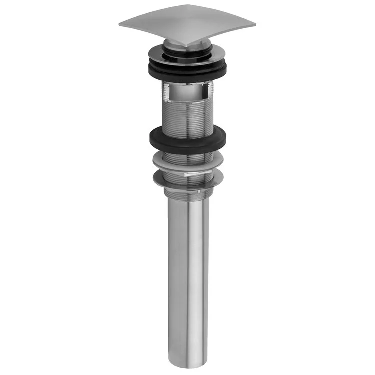 Lavatory Drain Finger Touch Square with Overflow 1-1/2 Inch Satin Nickel for Standard Pop-Up and P.O. Plugs with Rubber Stoppers 10-5/8 Inch Length - Frankwebs