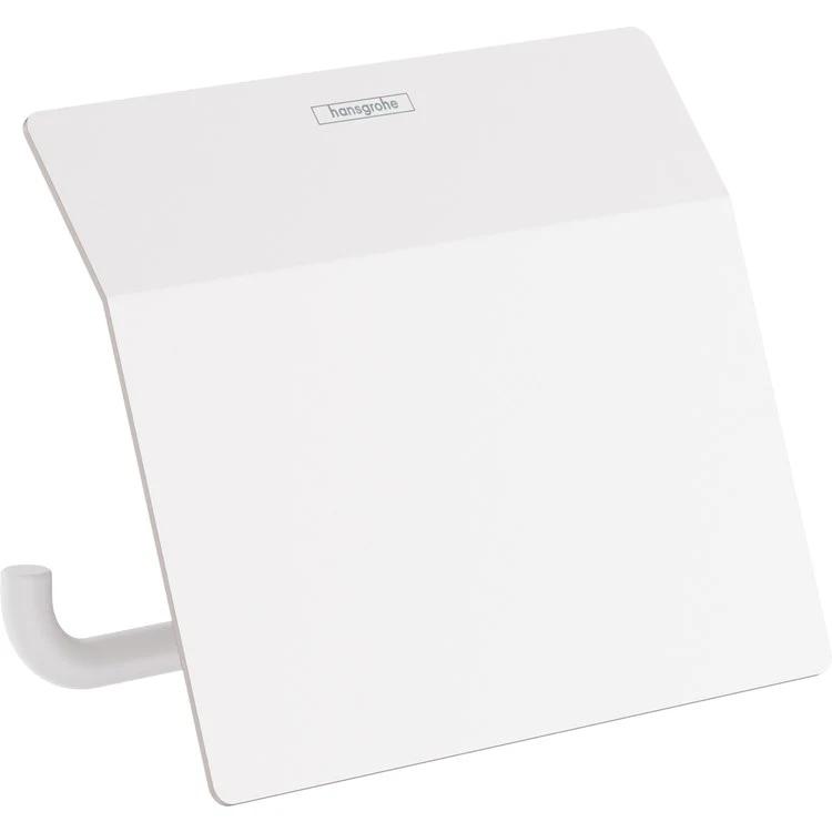 Toilet Paper Holder AddStoris Euro with Cover Matte White Metal 4-9/16 Inch Wall Mount - Frankwebs