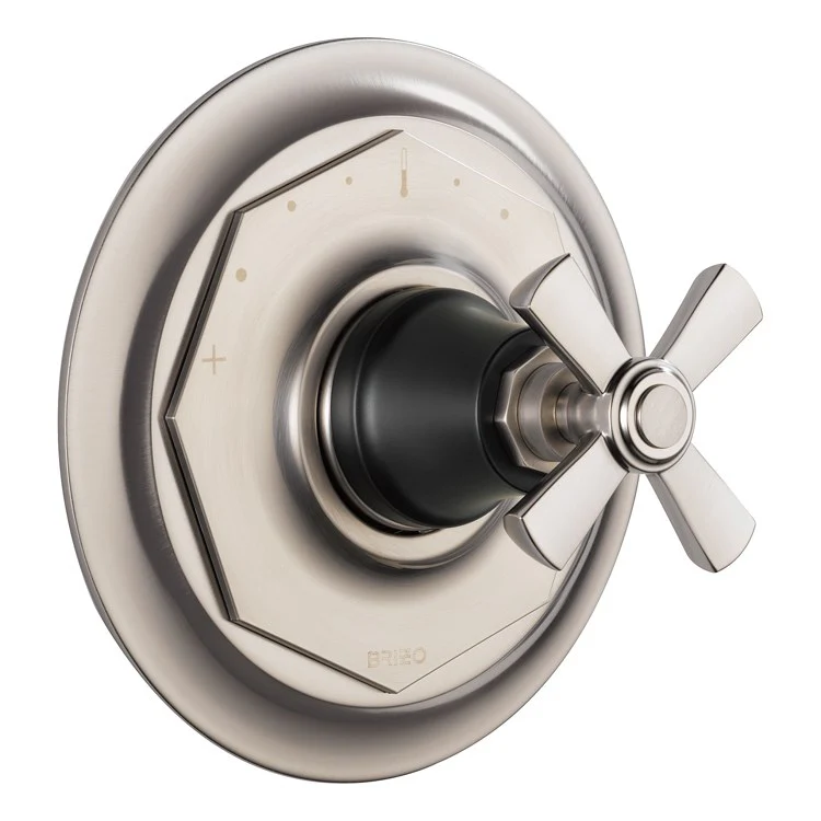 Thermostatic Trim Rook Sensori Round 1 Cross Brilliance Luxe Gold ADA Valve Trim Lever and Cartridge Brass - Frankwebs