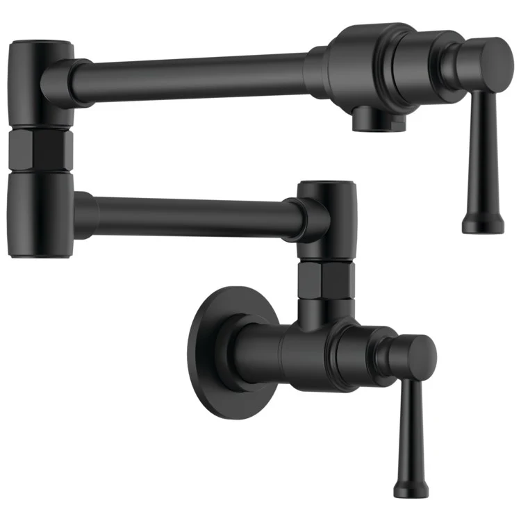 Pot Filler Artesso Wall Mount Cold Water Only 1 Lever ADA Matte Black Dual Jointed Swivel - Frankwebs