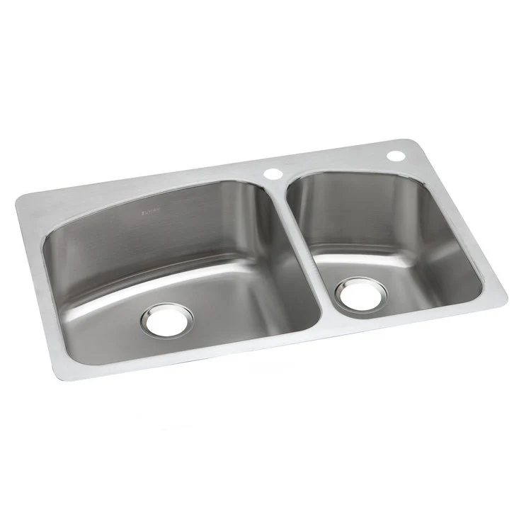 Kitchen Sink Dayton 33 x 22 Inch Double Bowl 60/40 Offset 2L Hole Premium Highlighted Satin Top Mount Undermount - Frankwebs