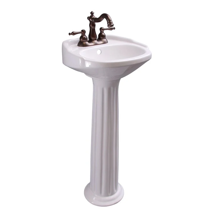 Pedestal Lavatory 15 Inch Silvi Centerset White Oval - Frankwebs