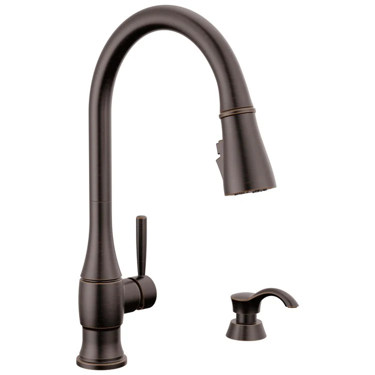 Kitchen Faucet Hazelwood with Soap Dispenser 1 Lever ADA Venetian Bronze Pull Down 1.8 Gallons per Minute - Frankwebs