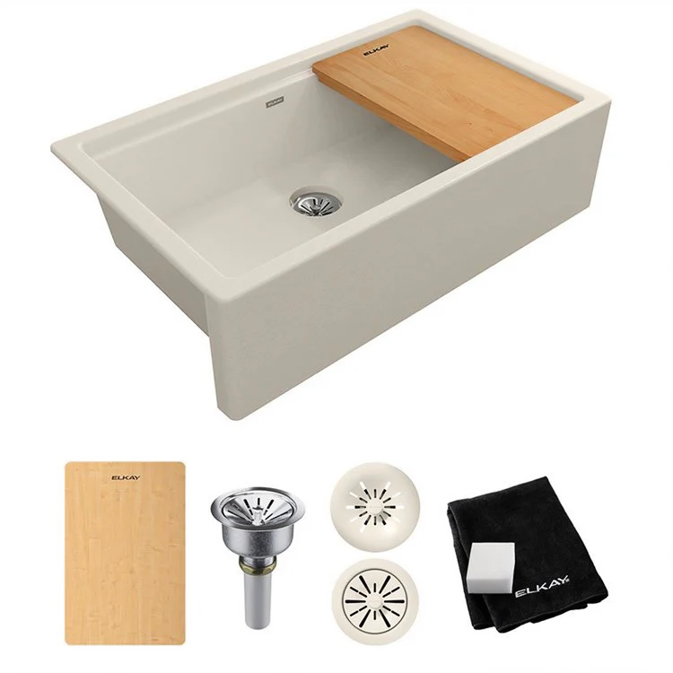 Kitchen Sink Quartz Luxe 36 x 21.5 Inch Single Bowl Perfect Drain Parchment Farmhouse - Frankwebs