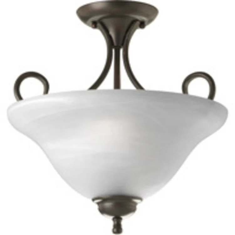 Melon Alabaster Glass Two-Light Semi-Flush Mount Ceiling Light - Frankwebs