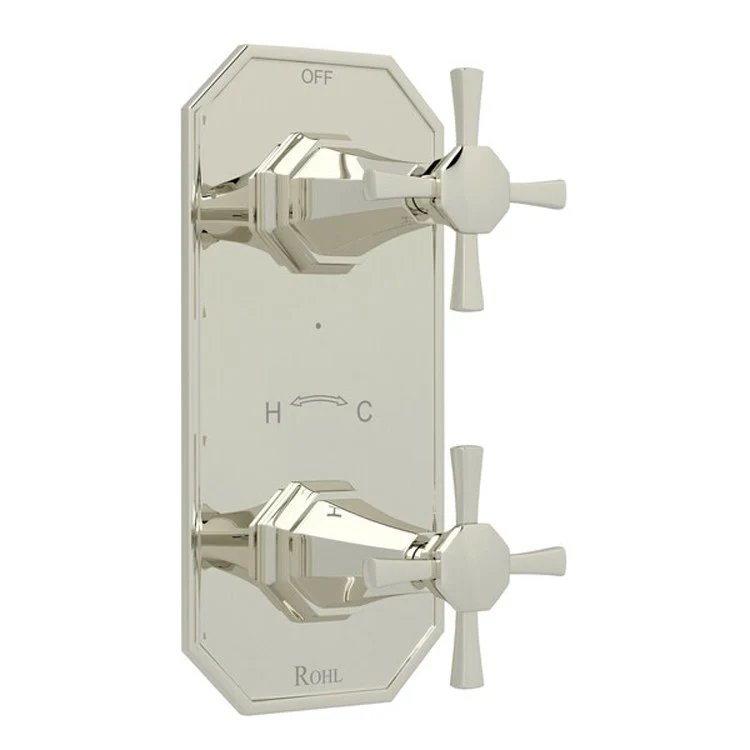 Thermostatic Trim Deco 1/2 Inch with Diverter 2 Cross Polished Chrome Brass - Frankwebs