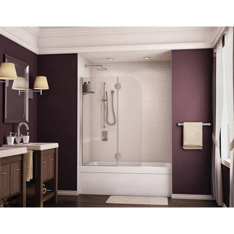 Tub Shield Monaco Left Opening with Oval Hinges 25-1/4 x 58 Inch Chrome Tempered Glass - Frankwebs