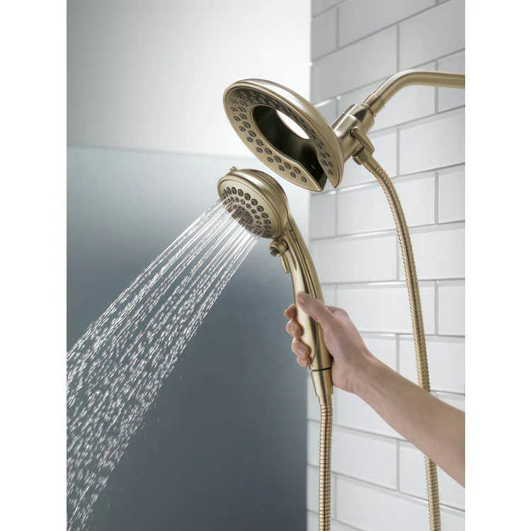 Handshower Combination In2ition Universal Showering Components 2-In-1 Lumicoat Champagne Bronze WaterSense 5 Function 6-13/16 Inch Includes 60-82 Inch Stretchable Metal Hose 1.75 Gallons per Minute - Frankwebs