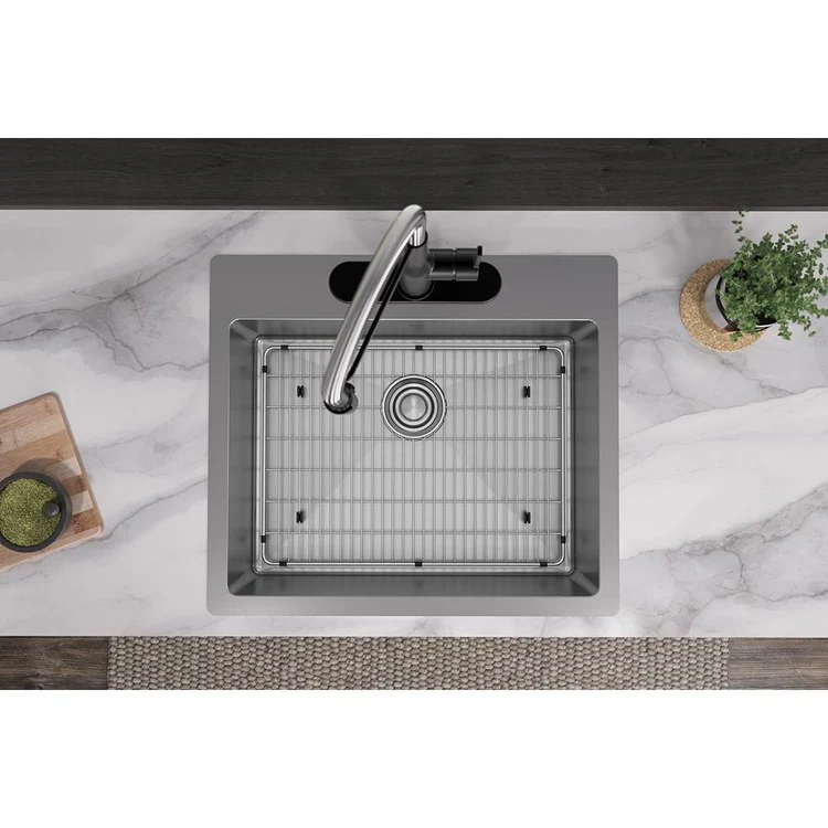 Kitchen Sink Crosstown 25 x 22 Inch Single Bowl 3 Hole Polished Satin Drop-In Undermount - Frankwebs