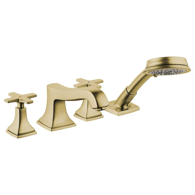 Roman Tub Trim Metropol Classic with Handshower 2 Cross Brushed Bronze 8 Inch Spread 5.34 Gallons per Minute - Frankwebs