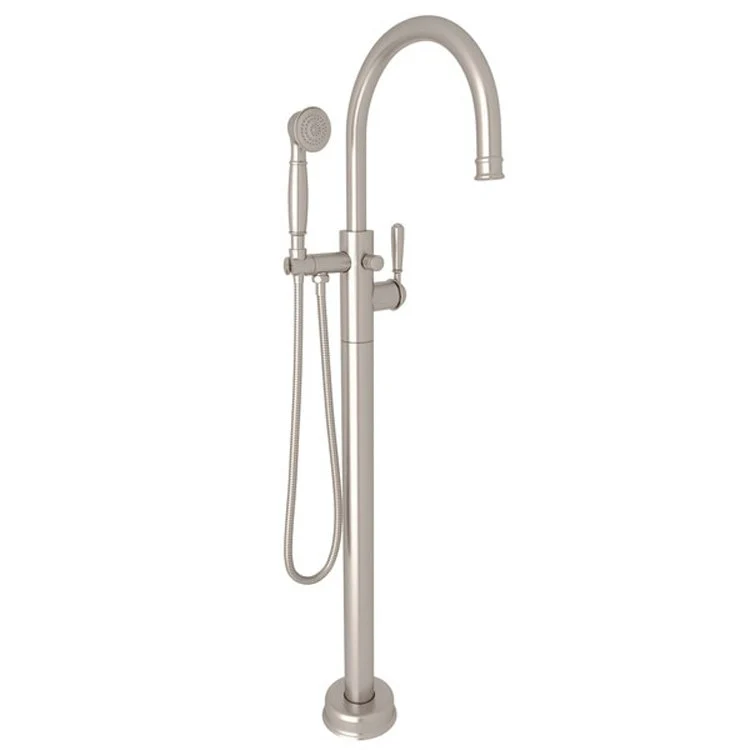 Tub Filler Trim Floor Mount 1 Lever Satin Nickel Brass 1 Hole - Frankwebs