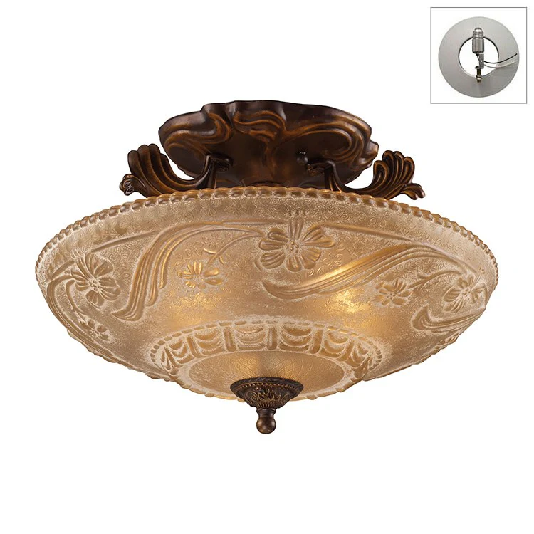 Restoration Three-Light Semi-Flush Mount Ceiling Fixture with Recessed Light Kit - Frankwebs