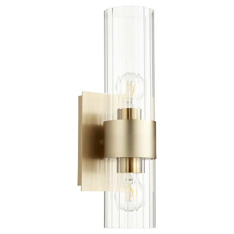 Two-Light Wall Sconce with Clear Fluted Glass Shades - Frankwebs