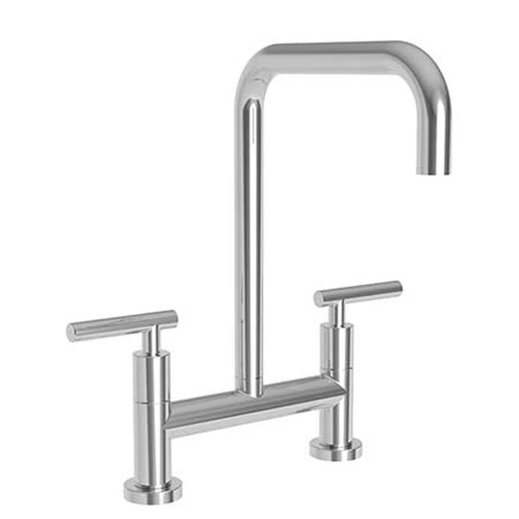 Kitchen Faucet East Square Bridge 8 Inch Spread 2 Lever ADA Satin Nickel PVD Spout Height 11-1/5 Inch 1.8 Gallons per Minute - Frankwebs