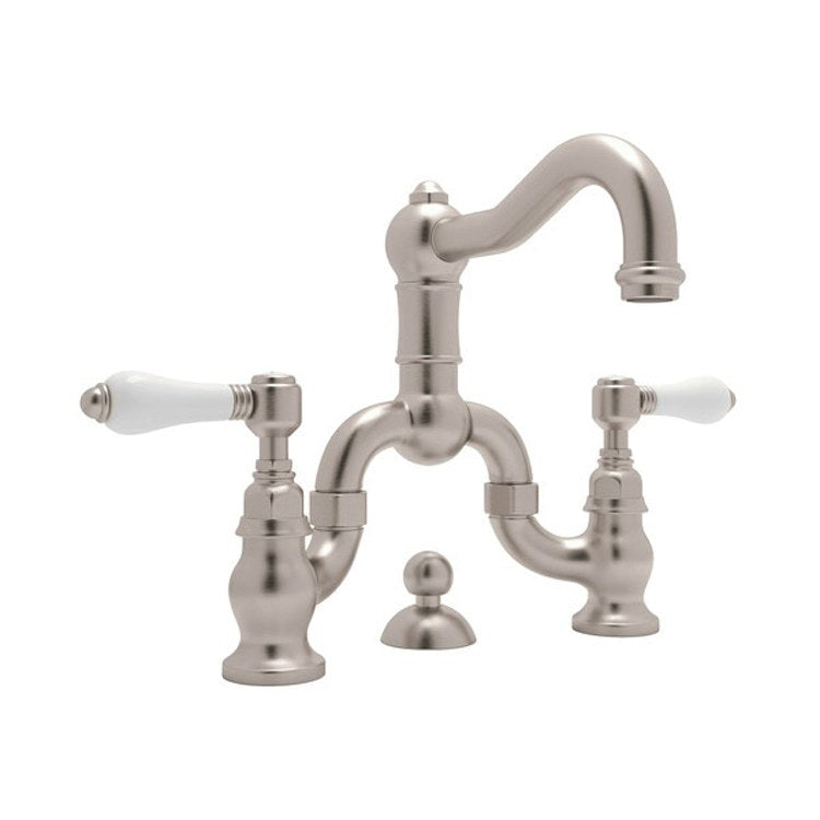 Lavatory Faucet Acqui Deck Mount 2 Porcelain Lever Satin Nickel 1.2 Gallons per Minute - Frankwebs