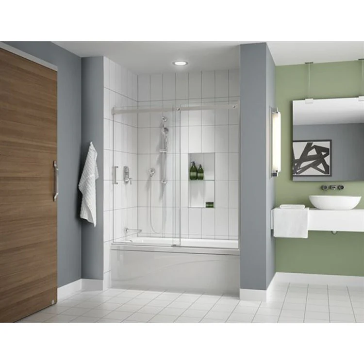 Shower Door Apollo Tub Enclosure 60 x 60 Inch Brushed Nickel Clear 3/8 Inch - Frankwebs