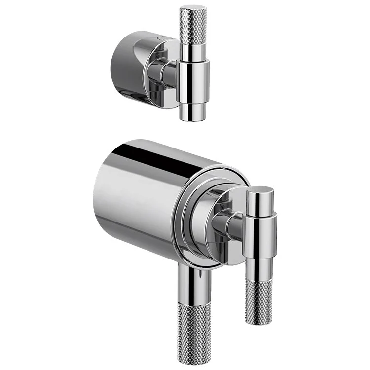 Handle Kit Litze Zinc 2 T-Lever with Knurling Brilliance Luxe Steel ADA for TempAssure Thermostatic Valve with Integrated Diverter Trim - Frankwebs