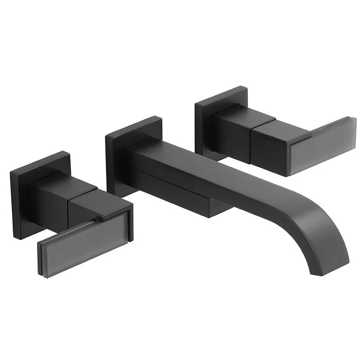Siderna Wall Mount Metal Bathroom Faucet Lever Handle Set with Solar Gray Glass Accents - Frankwebs
