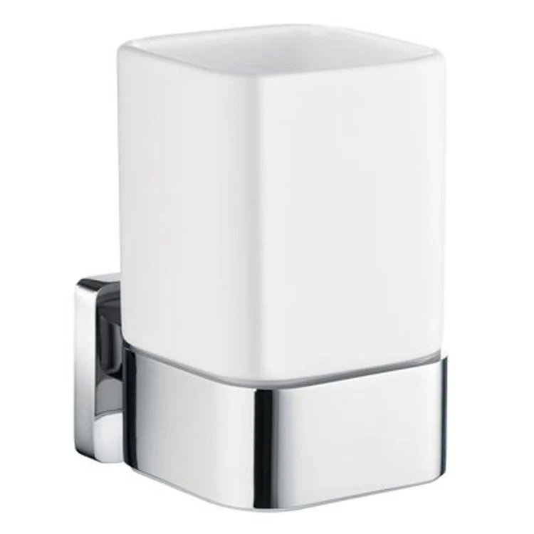 Tumbler Holder Ice Polished Chrome Ceramic Wall Mount Brass 4-1/8 x 2-1/2 x 3-1/2 Inch - Frankwebs