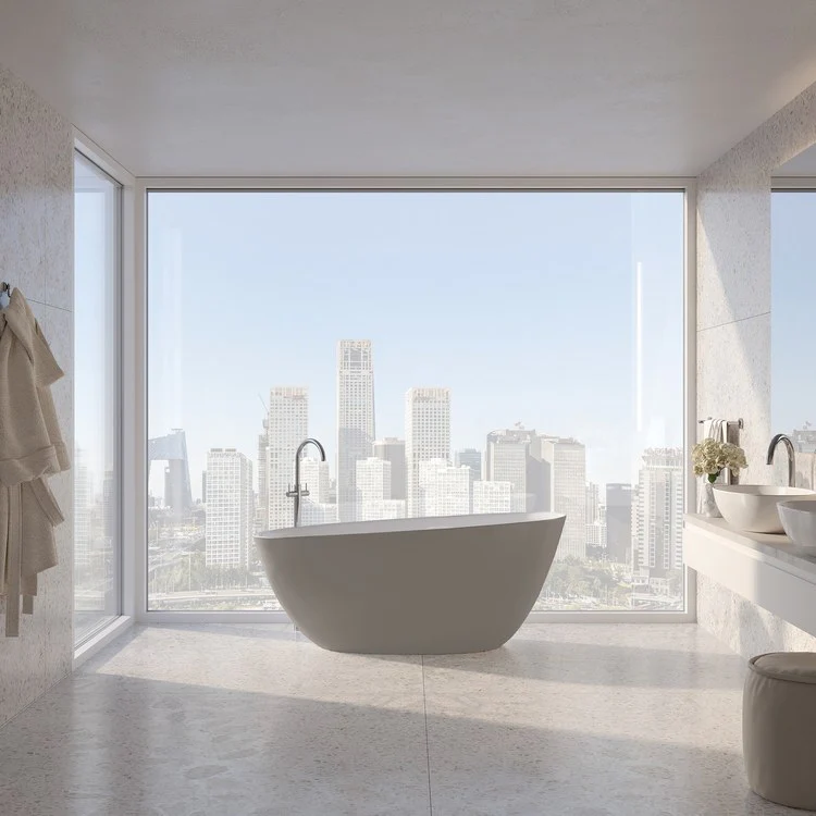 Soaking Tub Walker 61.75 x 27 Inch Freestanding Off-Center Drain Matte Gray Mineral Composite - Frankwebs