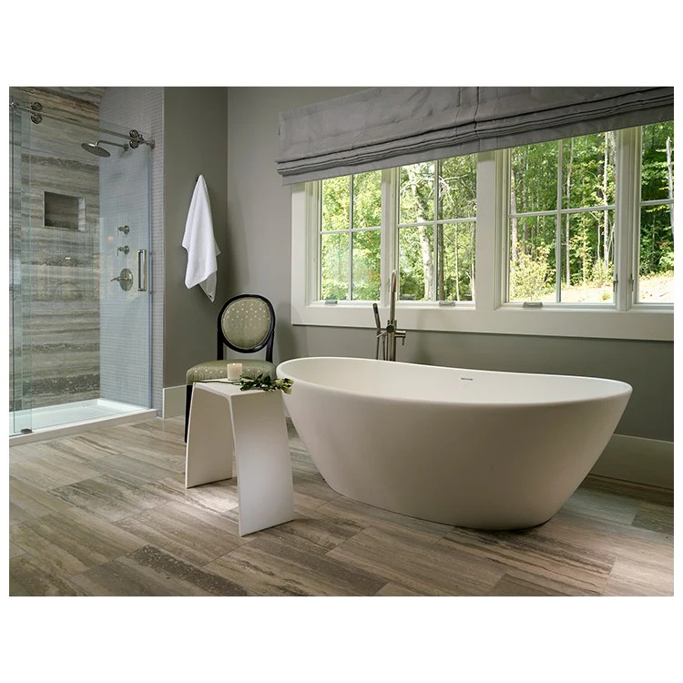 Soaking Tub Elise 73 x 37 Inch Freestanding Integrated Pedestal Center White Gloss Sculpturestone 102 Gallons 21-3/4 Inch - Frankwebs