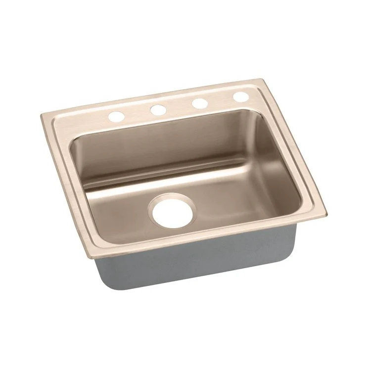 Kitchen Sink 25 x 21.25 Inch Single Bowl 2 Hole ADA Copper Drop-In Rectangle Drain Location Rear Center Depth 4 Inch Full Spray Sides and Bottom - Frankwebs