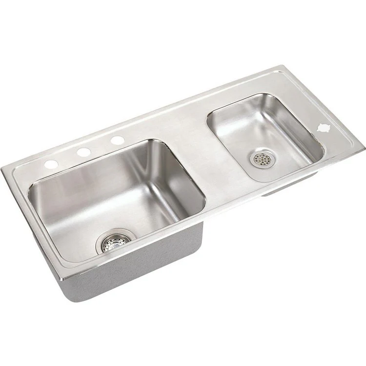 Classroom Sink Lustertone 37.25 x 17 Inch Double Bowl ADA Right 4 Hole Lustrous Satin Drop-In Minimum Cabinet Size 42 Inch 6 Inch Quick Clip Mounting System 18 Gauge Bottom Only Pads Mounting Hardware Included for Up to 3/4IN Countertop - Frankwebs