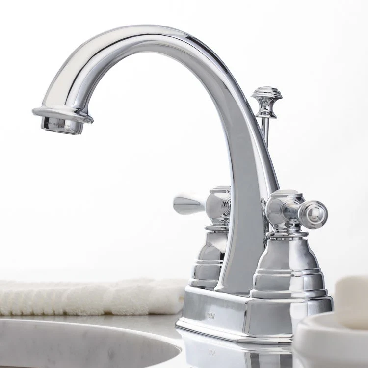Kingsley Two Handle High Arc Centerset Bathroom Faucet with Drain - Frankwebs