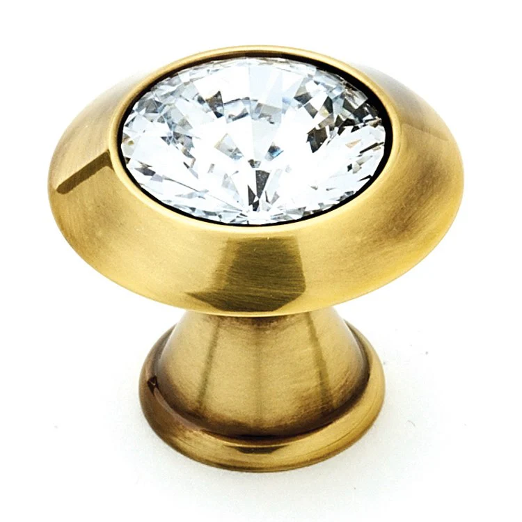 Knob Swarovski Crystal Round Crystal Satin Nickel Brass 1-1/4 Inch 1-3/8 Inch 3/4 Inch - Frankwebs