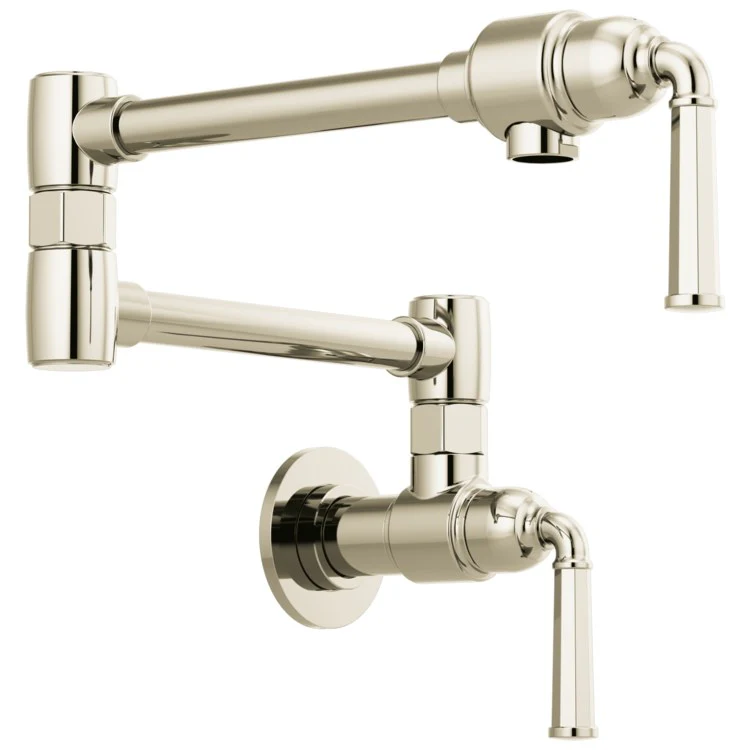 Pot Filler Rook Wall Mount Cold Water Only 2 Lever ADA Brilliance Luxe Gold Dual Jointed Swivel 4.0 Gallons per Minute - Frankwebs