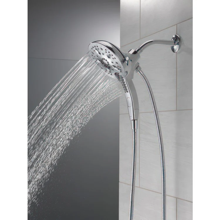 Handshower Combination In2ition Universal Showering Components H2Okinetic 2-In-1 Lumicoat Chrome WaterSense ADA 5 Function 6-1/16 Inch Includes 60-82 Inch Stretchable Metal Hose - Frankwebs