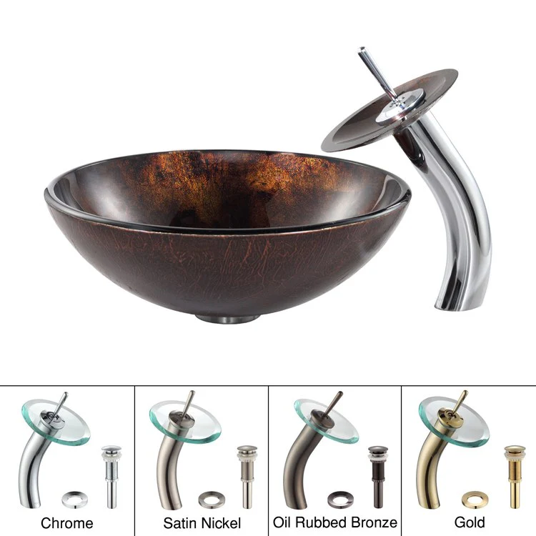 Pluto Glass Vessel Sink with Waterfall Faucet - Frankwebs