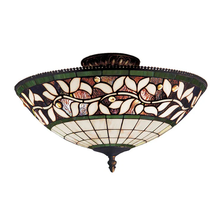 English Ivy Three-Light Semi-Flush Mount Ceiling Fixture - Frankwebs