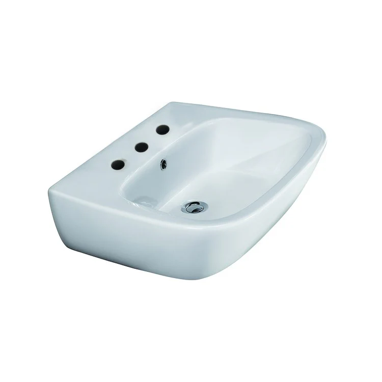 Lavatory Sink Elena 600 Wall Hung 23-5/8 Inch 8 Inch Spread Rectangle White - Frankwebs