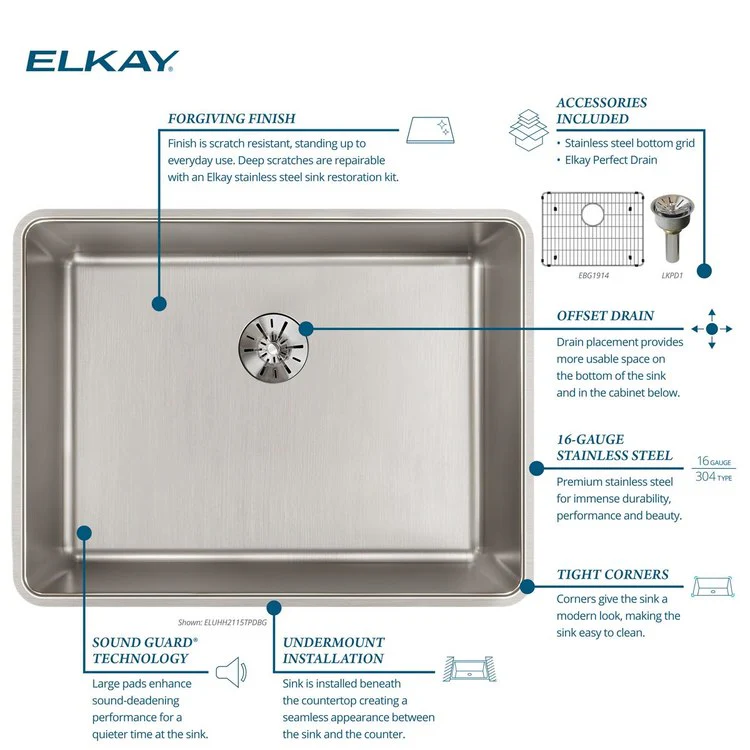 Kitchen Sink Lustertone Iconix 23.5 x 18.25 Inch Single Bowl Kit with Perfect Drain Luminous Satin Undermount - Frankwebs
