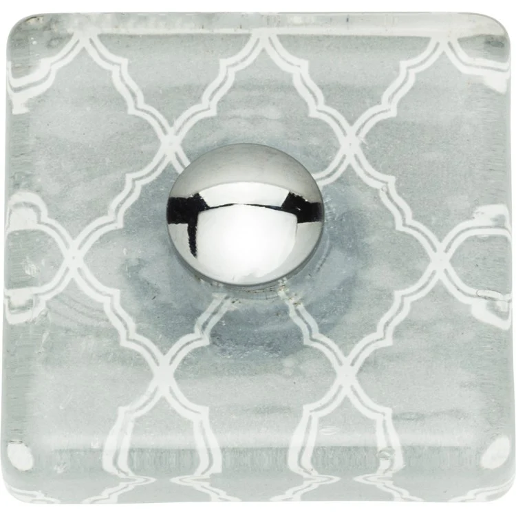 Knob Atlas Quatrefoil Glass Square Polished Chrome Brass & Glass 1-1/2 Inch - Frankwebs