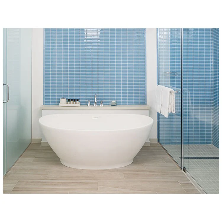 Soaking Tub Elise 62.25 x 36 Inch Freestanding Integrated Pedestal Center White Gloss Sculpturestone 86 Gallons 25-1/2 Inch - Frankwebs