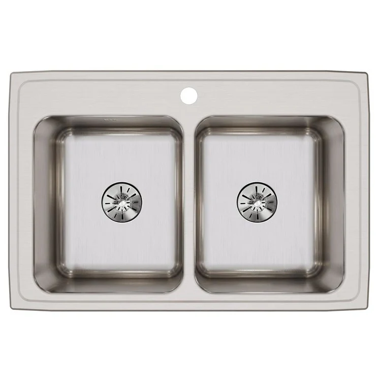 Kitchen Sink Lustertone Classic 33 x 22 Inch Double Bowl Equal with Perfect Drain 1 Hole Lustrous Satin Drop-In 10-1/8 Inch - Frankwebs