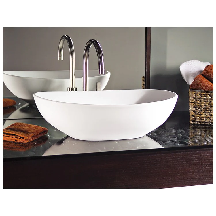 Vessel Elise Above Counter Oval 22 x 14 Inch Biscuit Matte Engineered Solid Stone 22-1/4 Inch - Frankwebs