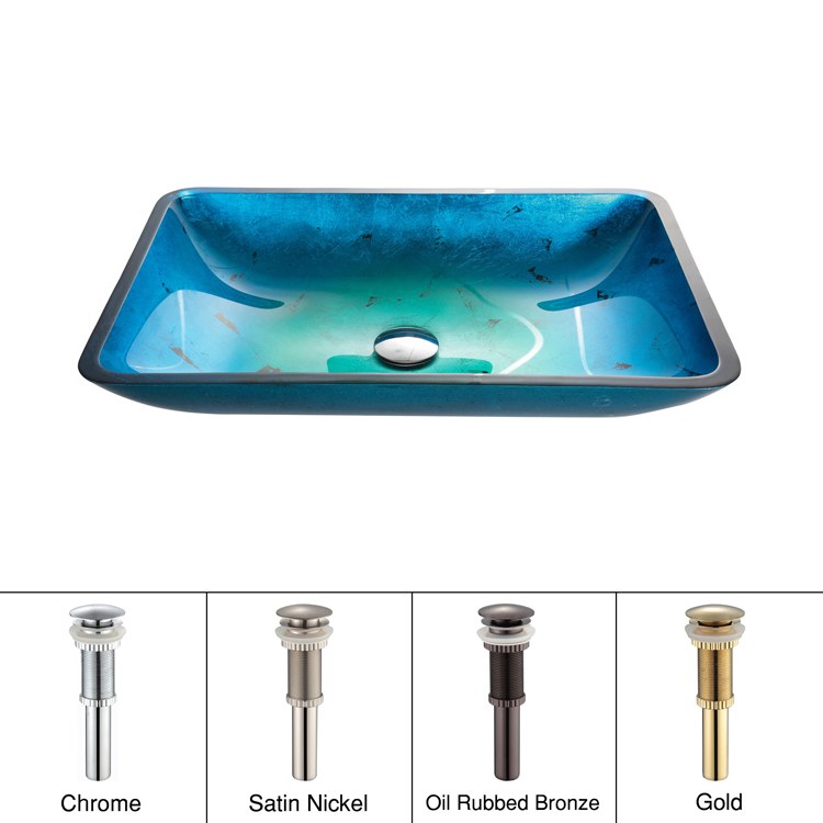 Irruption Rectangular Glass Vessel Sink with Pop-Up Drain - Frankwebs