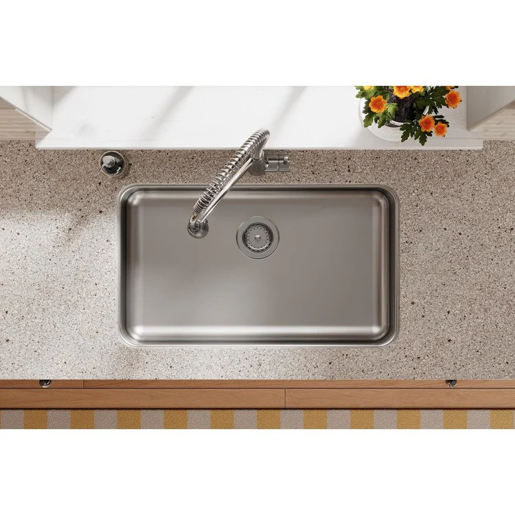 Kitchen Sink Lustertone Classic 30.5 x 18.5 Inch Single Bowl ADA Lustertone Undermount Rectangle Drain Location Rear Center Depth 5-3/8 Inch Bottom Only Pads - Frankwebs