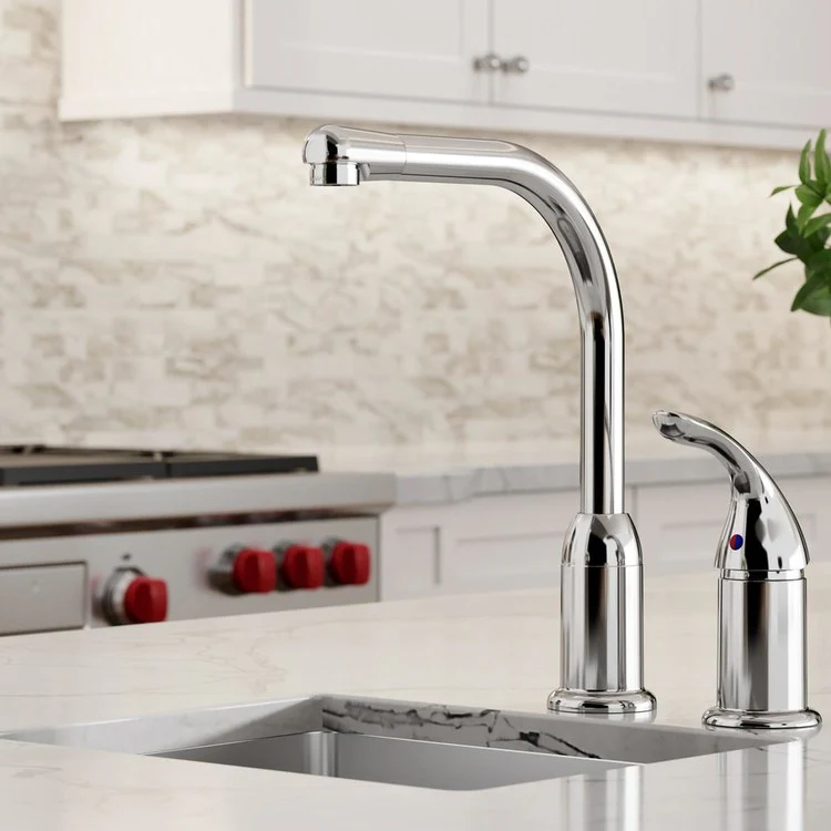 Kitchen Faucet Everyday Deck Mount 1 Remote Lever ADA Chrome Standard 2 Hole Spout Height 11-1/2 Inch - Frankwebs